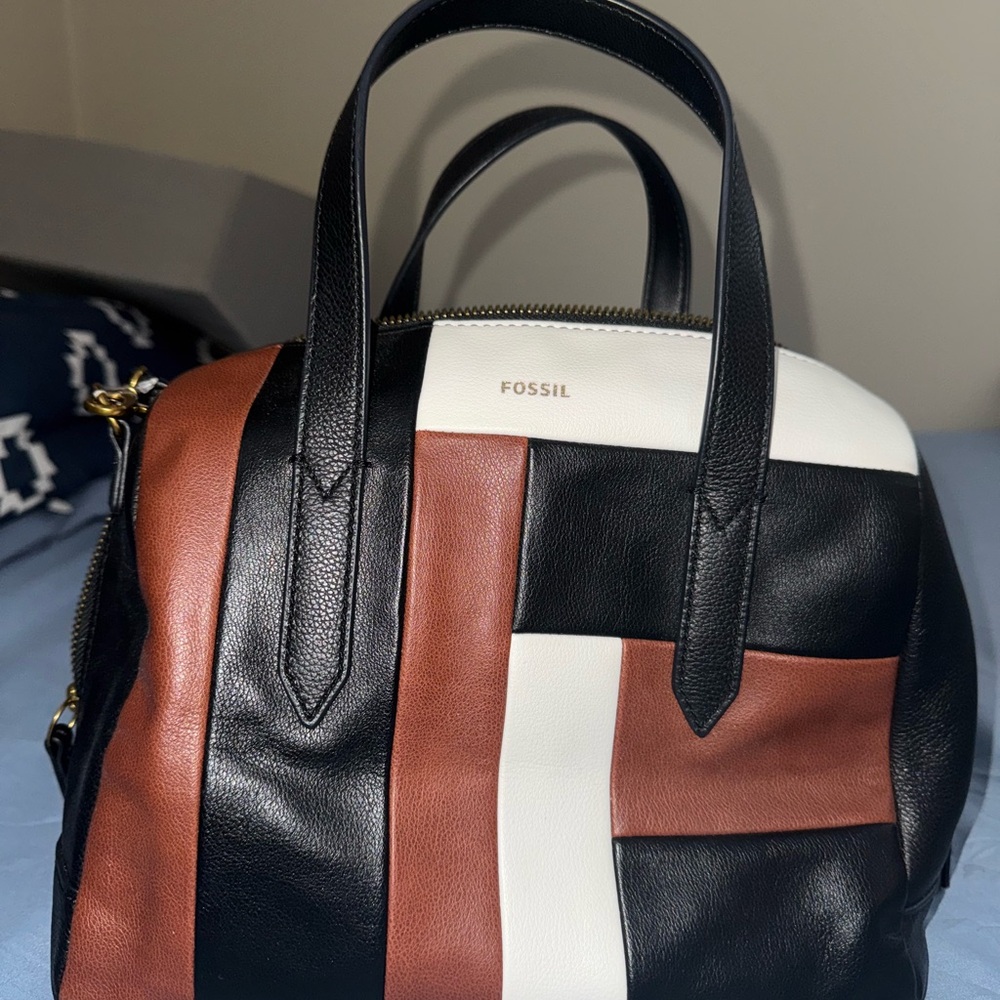 Fossil Black, Brown, and White Crossbody Bag